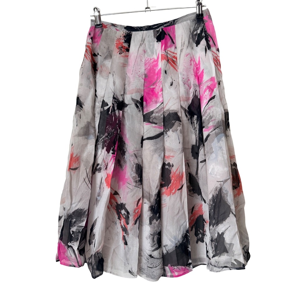 NWT Spiegel Signature Vintage Silk Watercolor Print Pleated Midi Skirt  Sz 6